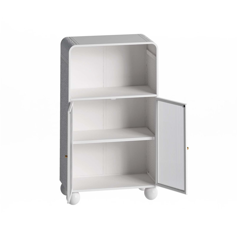 Armoire de rangement pour salle de bain H 45,28 po avec porte vitrée et tablettes