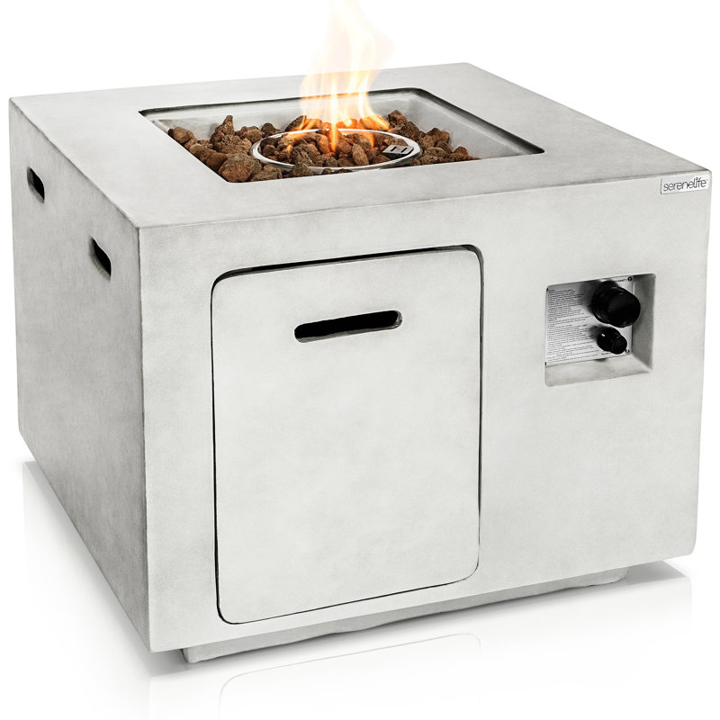 SereneLife Weatherproof Gray Propane Gas Fire Pit Table