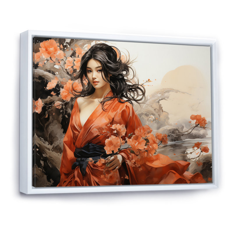 Asian Asian Beauty II - imprimé, H 24 po x l 32 po x P 1 po, Cadre flottant blanc