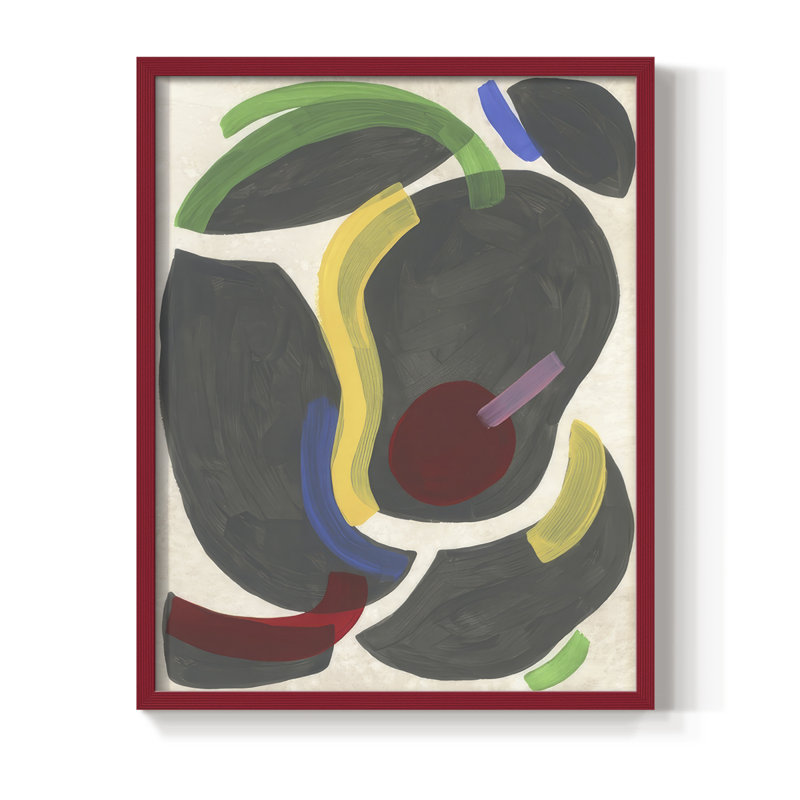 Canasta IV Framed Print - Solid Wood, 21" H x 17" W, Red