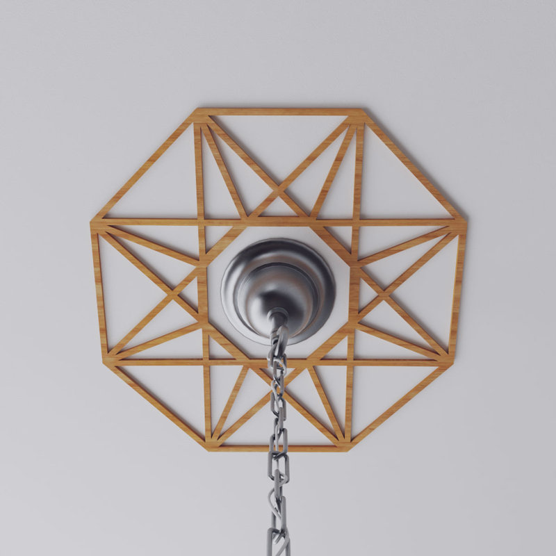 Cherry Wood Geometric Fretwork Ceiling Medallion, 18" Diameter