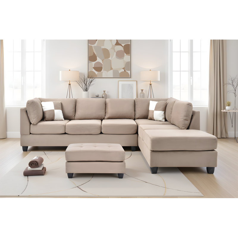Canapé modulaire avec repose-pieds Radwa, Moka
