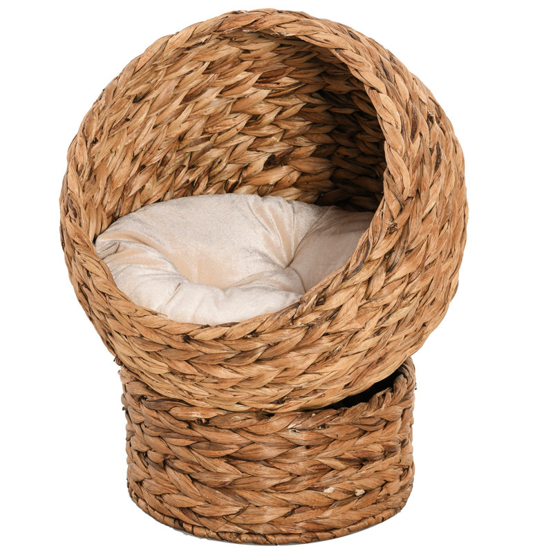 Lit surélevé pour chat avec coussin douillet et confortable, pour chats d'intérieur, H 23,5 po, brun