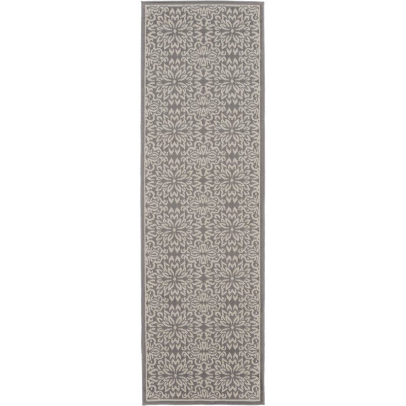 Tapis floral ivoire / gris Yurig, Tapis de couloir 2 pi x 6 pi