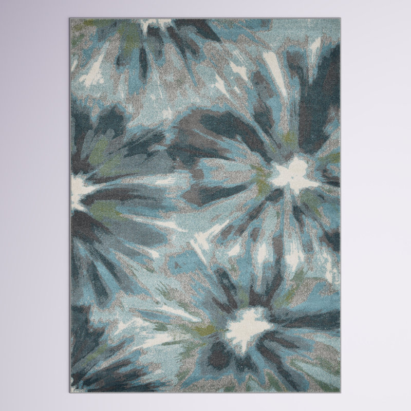 Carrole Abstract Indoor Rug, Teal, Rectangle 7'10" x 10'10"