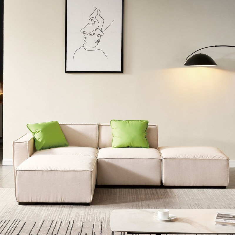 Canapé modulaire 3 pièces Rentsch, 100 % polyester beige