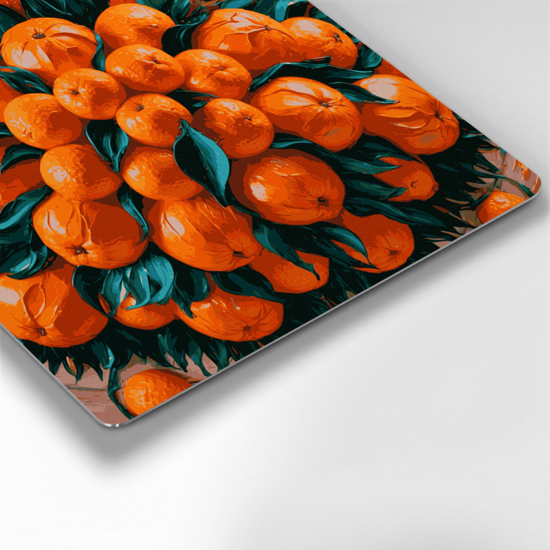 Art mural en métal orange, H 12 po x l 12 po