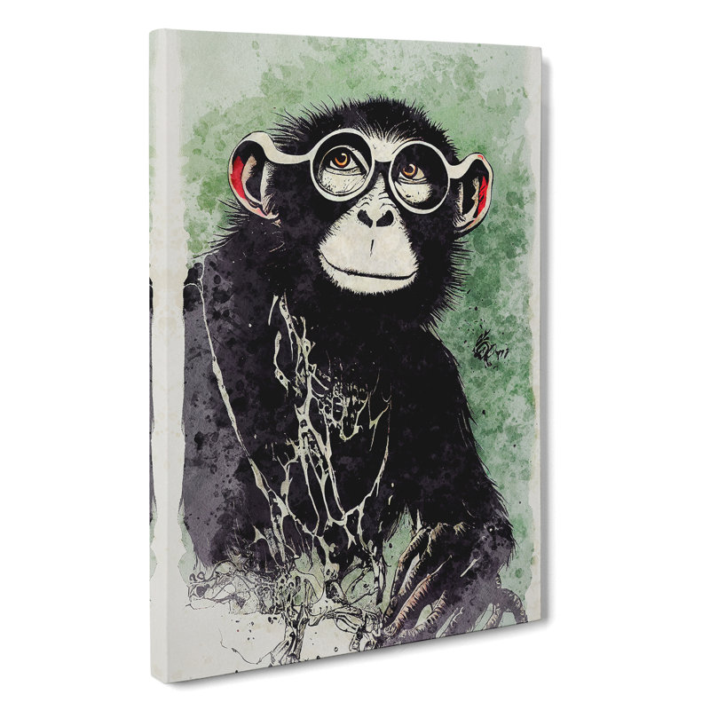 Watercolour Monkey No.2 - Wrapped Canvas, 60cm H x 40cm W x 3cm D