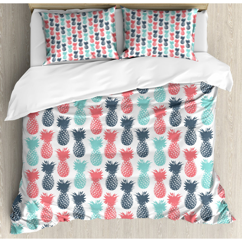 Coastal Polyester Geometric Shapes Duvet Cover, Queen Duvet Cover + 2 Queen Shams