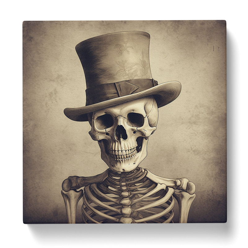 Skeleton Vintage Art No.1 - Wrapped Canvas - Framed Print, 35cm H x 35cm W x 3cm D