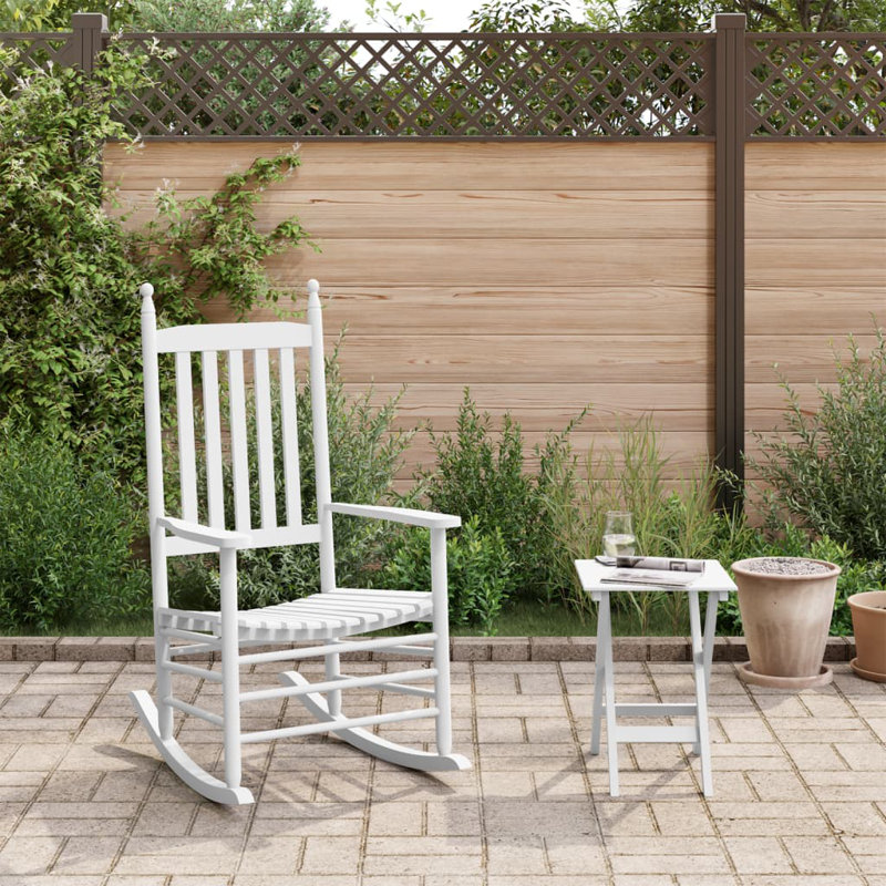 Porras Solid Wood Rocking Chair, white