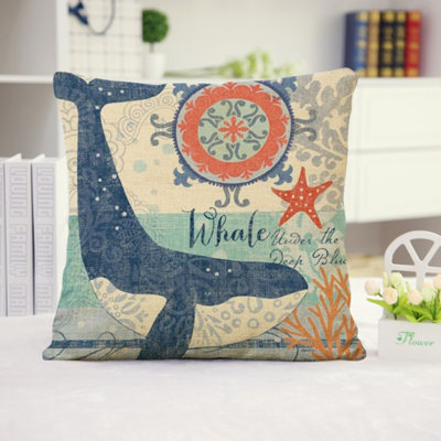 (Covers With Inserts) Set of 2 Sea Lives Throw Pillows