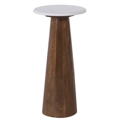 Marble Wood Tapered Cylinder Drink Table