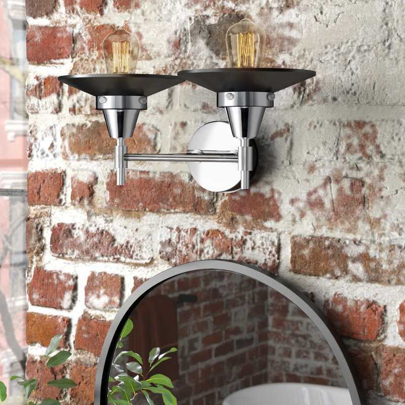 Éclairage pour meuble-lavabo à 2 lumières à intensité variable Gayle, Chrome poli, Noir mat, Ampoule non incluse