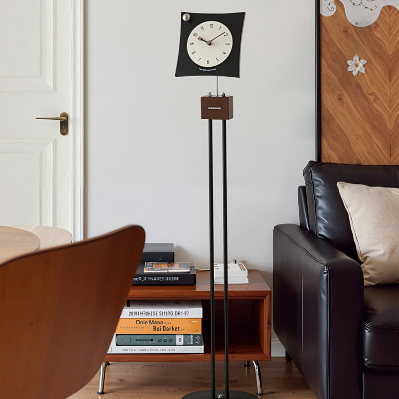 49.61 in. H Iron and Plastic / Acrylic Floor Clock, Black