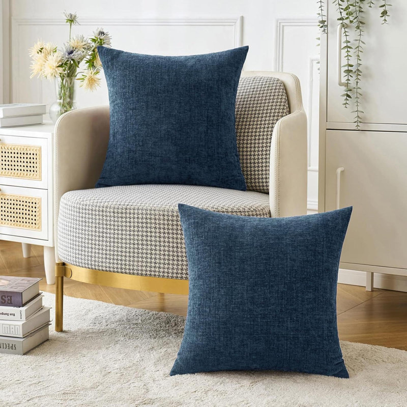 Paquet de 2 housses de coussins décoratifs en chenille pour canapés de salon