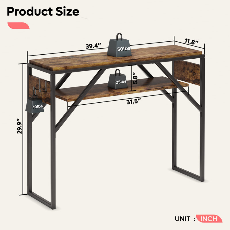Console étroite Walbrook Skinny, Brun rustique