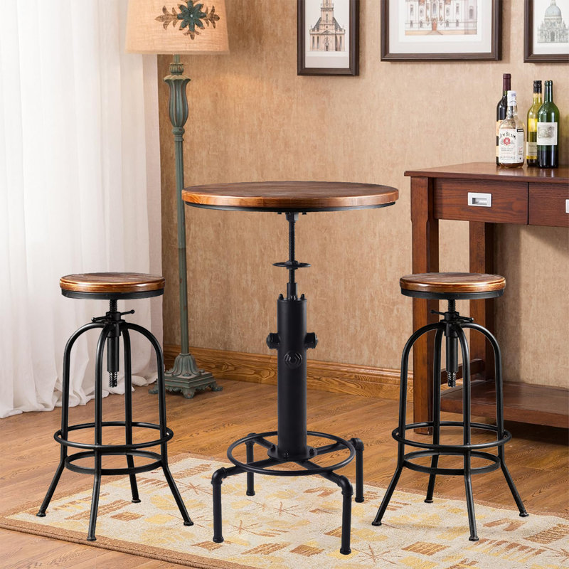 Jezer 2 - Person Pine Solid Wood Top Pedestal Dining Set