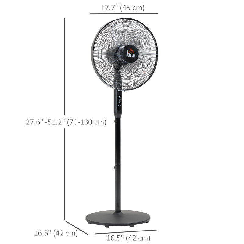 Ventilateur sur pied avec télécommande HOMcom, oscillant, écran à DEL, ventilateur de refroidissement, ventilateur électrique sur pied pour chambre à coucher, noir