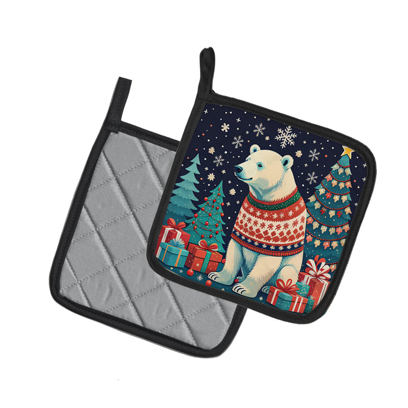 Paire de poignées de Noël ours polaire
