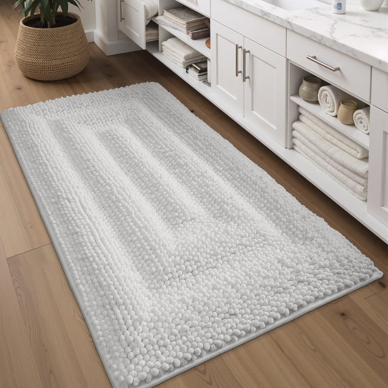 Tapis de bain avec envers antidérapant, Blanc, L 43 po x l 24 po