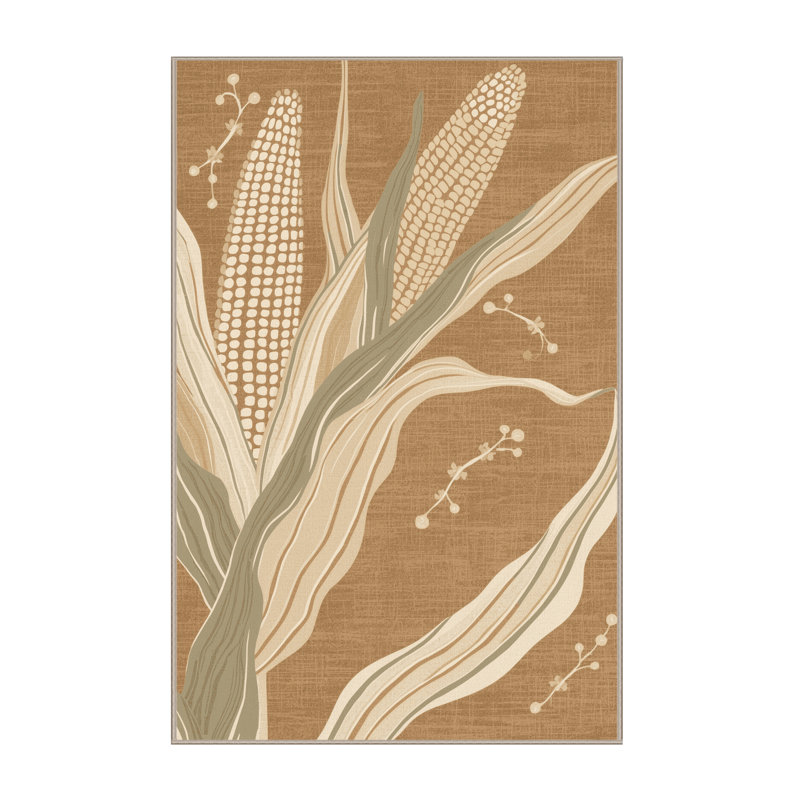Tapis brun à motif rustique lavable à la machine Kirkwood, 2 pi x 3 pi