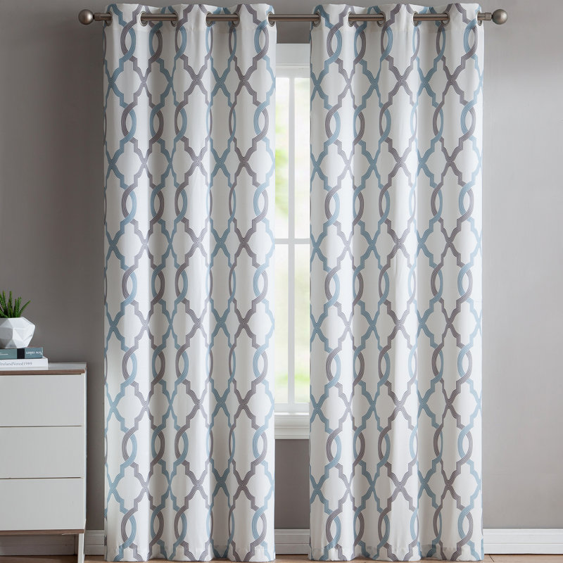 Paire de rideaux semi-transparents avec œillets , Aigue-marine, l 38 po x L 96 po