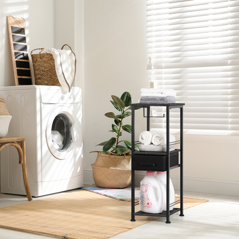 Porte-papier hygiénique sur pied avec tiroir Allisun, Noir mat