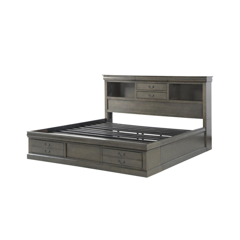 Peres Storage Platform Bed, Dark Gray, King