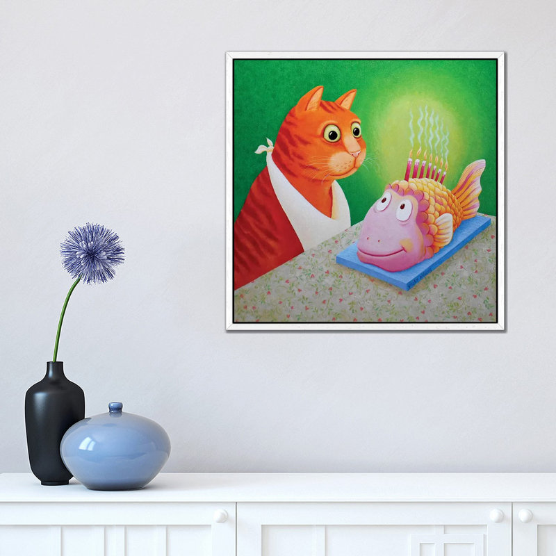 Fishcake 1 Piece Wall Art on Canvas, 45.72 cm H x 45.72 cm W, White Framed Canvas