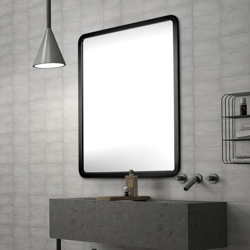 Atle Metal Rectangle Wall Mirror, Black