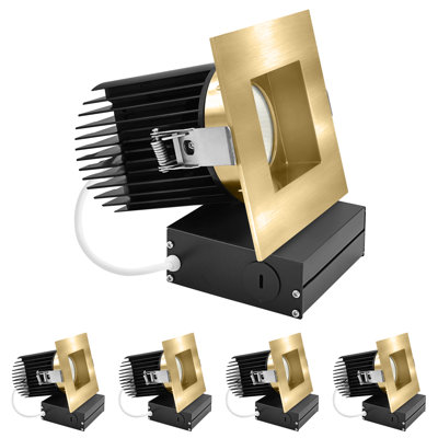 Luxrite 4" Led Recessed Light, Regressed Canless Spotlight, 5cct, 38º, 22w, 1700lm, Interchangeable Square Brass Trim, Dimmable, Ic Rated 4 Pack