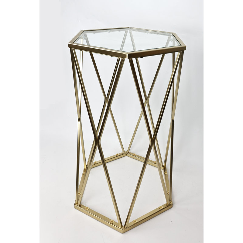 Frese Glass Top Frame End Table