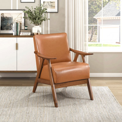 Chaise d'appoint rembourrée en tissu brun clair avec dossier et siège rembourrés Modern Home Furniture, structure en bois d'hévéa massif, finition naturelle