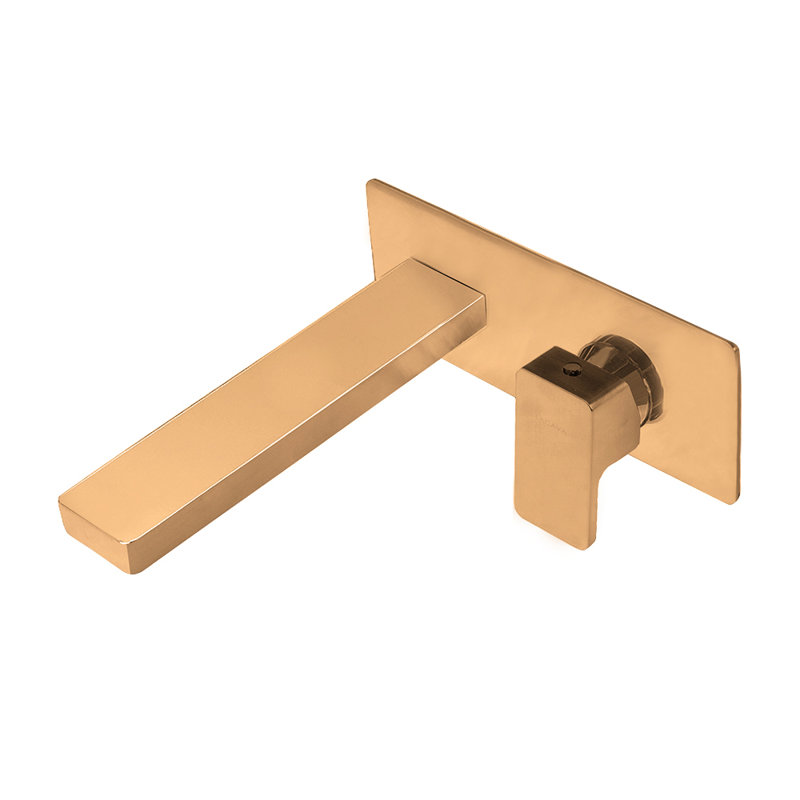Eleganza Wall Mounted Bathroom Faucet with Drain Assembly, Brushed Gold