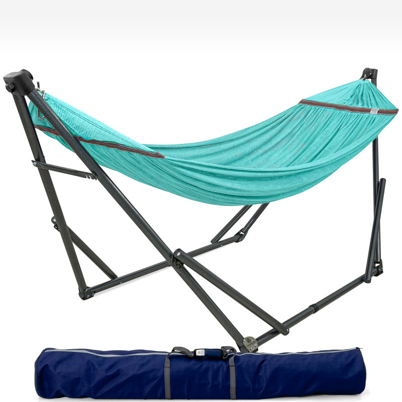 Hamac double pliable avec support et sac de transport pour 2 personnes Tranquillo 600 lb, Ciel, Gris foncé