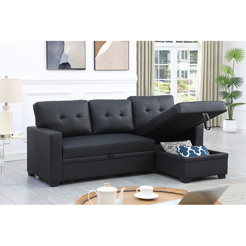 Upholstered Pull Out Sectional Sofa With Chaise