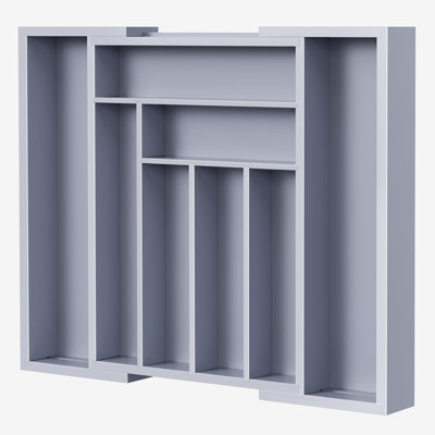 Organisateur de tiroir extensible en bambou pour porte-ustensiles, plateau à couverts réglable, organisateur de séparateurs de tiroir en bois pour l'argenterie, couverts, couteaux dans la cuisine, la chambre à coucher, le salon (gris)
