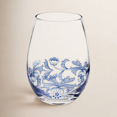 Blue Italian Stemless Wine Glass