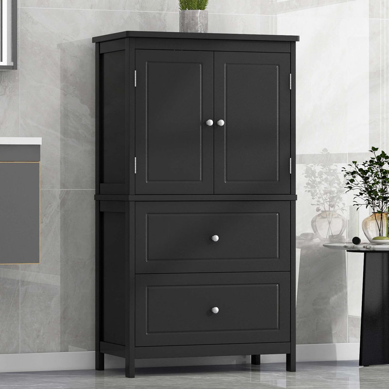 Armoire de rangement pour salle de bain avec tablette réglable, Noir