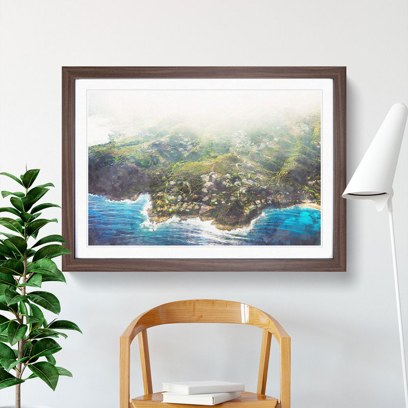 Skyline View of Corsica - Picture Frame Graphic Art, Walnut Framed, 27cm H x 36cm W x 2cm D