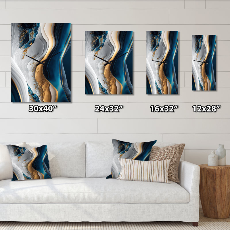 Abstract Geode Waves II - Horloge murale abstraite, H 32 po x l 24 po x P 1 po