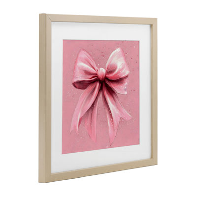 Big Pink Bow with Speckles Framed Print Under Glass, design by Creative Studio