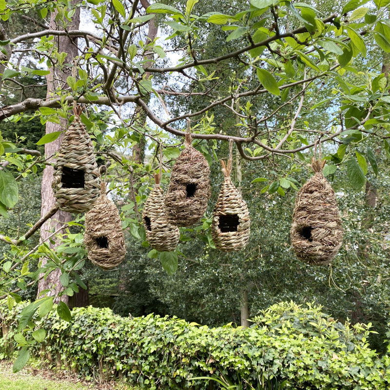 Straw and Raffia Hanging Bird House