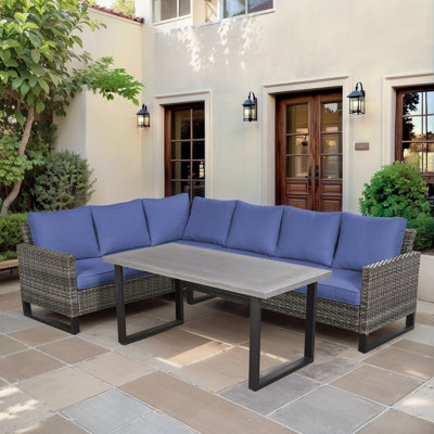 Nazime Wicker 6 - Person Patio Conversation Set with Cushions
