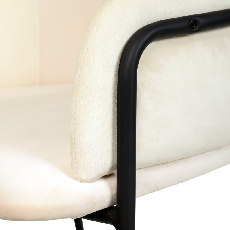 Wainaku Upholstered Bar Stool – Pub Chair with Powder-Coated Black Stainless Steel Base – Low-Back, Padded Faux-Leather Seat, Contemporary Accent Seating