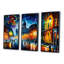 «Colorful Montreal City II - Cityscapes», ensemble d'art mural sur toile-296574773-296574778