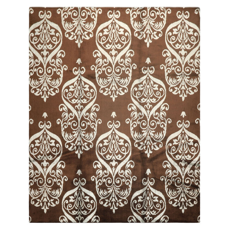 Tapis tibétain en soie de bambou en laine tissé à la main 8 pi x 10 pi