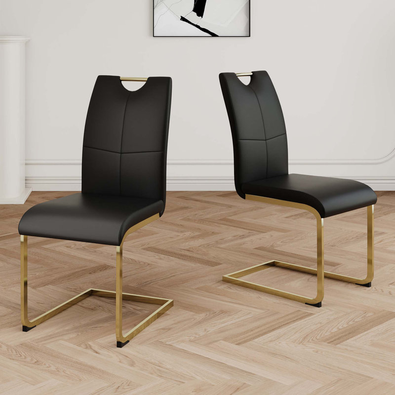 Chaise rembourrée en polyuréthane (ensemble de 2), Noir