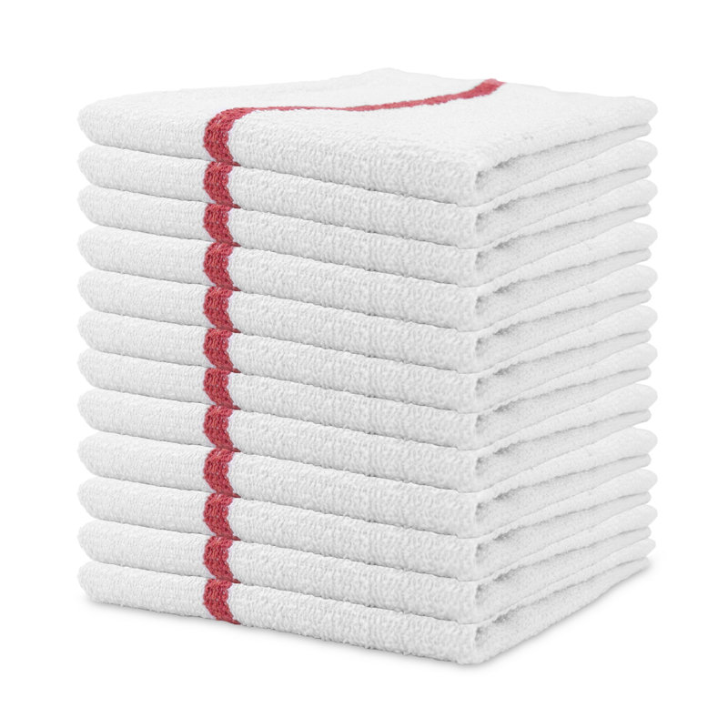 Jacquard Tea Towel Kitchen Towel, Red/White